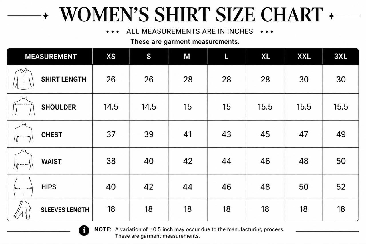 Puja Thakur Narain garment size guide