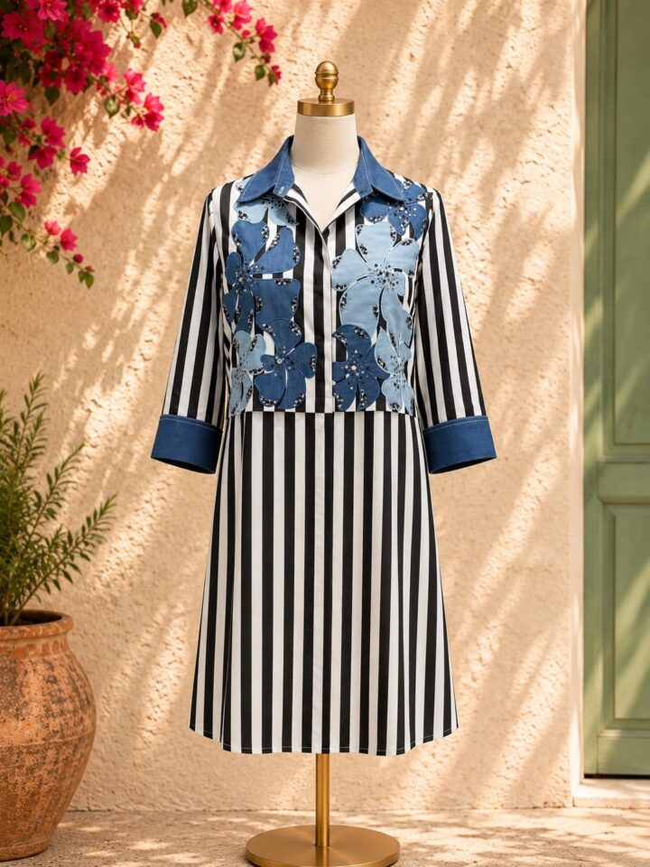 Azure Bloom Shirt Dress