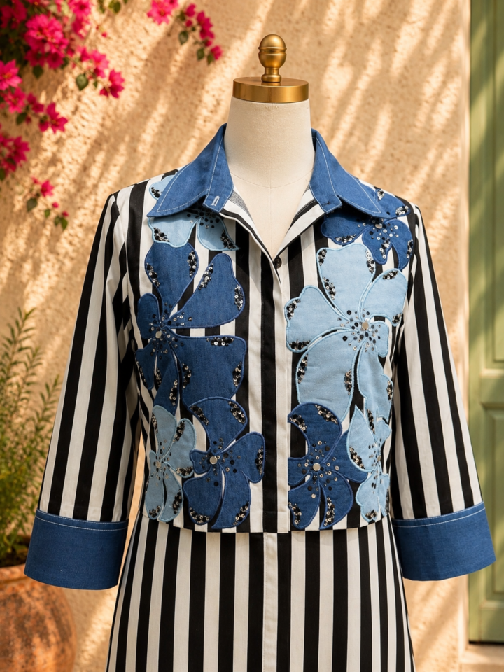 Azure Bloom Shirt Dress – detail 2