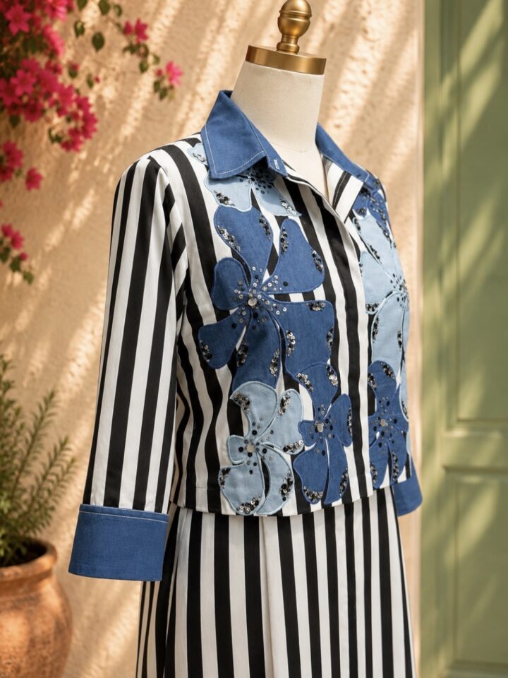 Azure Bloom Shirt Dress – detail 3