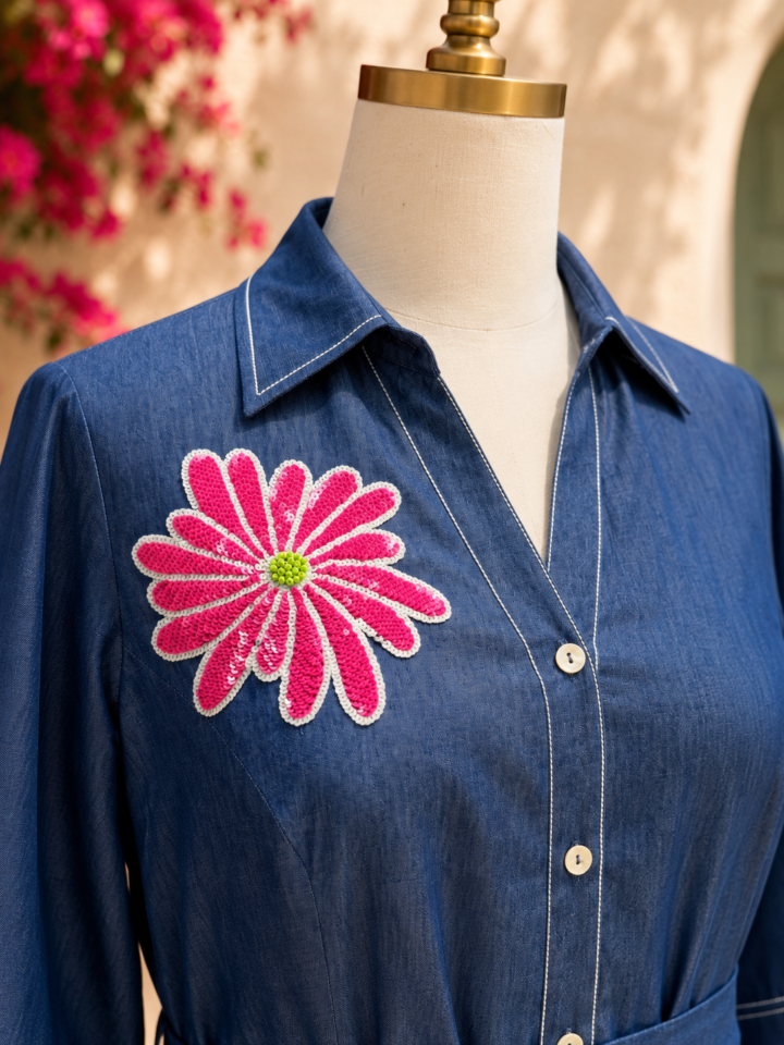 Bloom Denim Dress – detail 2