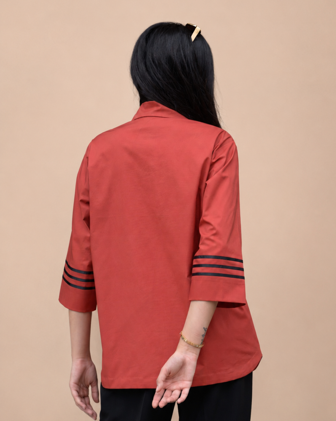 Rust Bloom Zip Shirt - Image 4