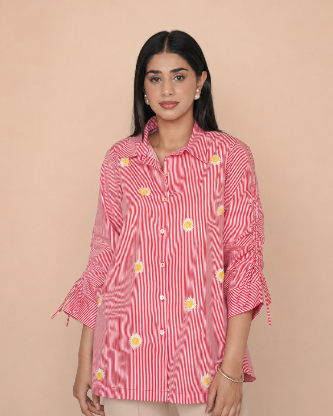 Daisy Drift Shirt-RED STRIPE