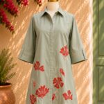 Olive Blossom Shirt Dress